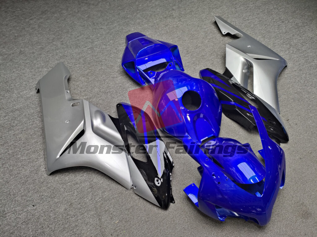 Honda CBR1000RR custom ABS fairings 2004 - 2005 in Gloss Blue & Silver With Black - durable replacement kit, Monster Fairings