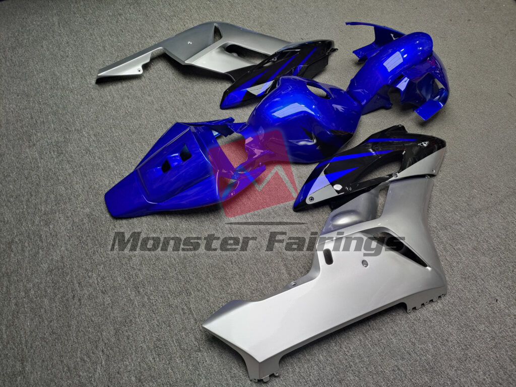 2004 - 2005 Honda CBR1000RR Gloss Blue & Silver With Black fairing set - ABS injection, custom painted by Monster Fairings