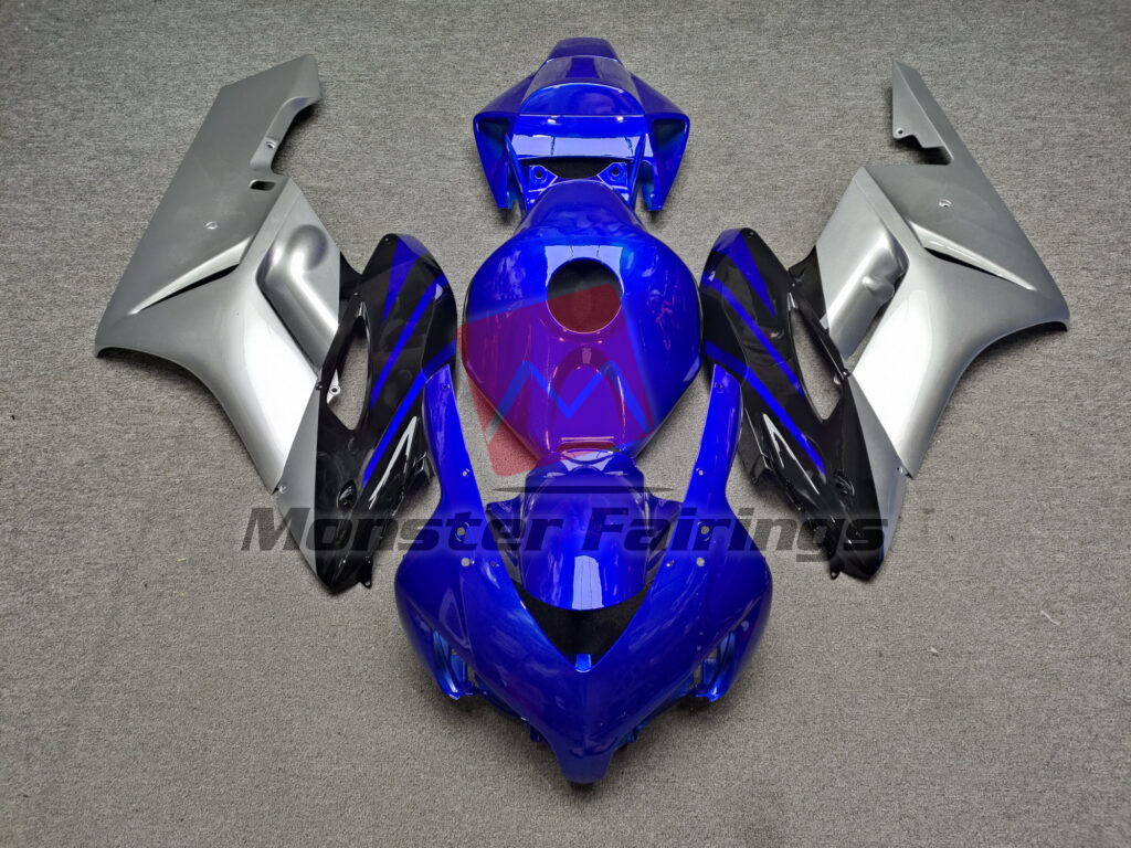Honda CBR1000RR 2004 - 2005 Gloss Blue & Silver With Black ABS fairings - custom motorcycle bodywork kit by Monster Fairings