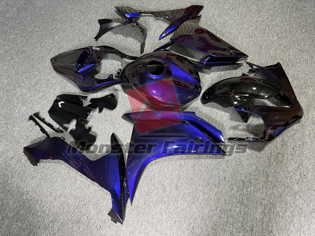 Yamaha R1 custom ABS fairings 2007 - 2008 in Gloss Purple Gradient & Black - durable replacement kit, Monster Fairings