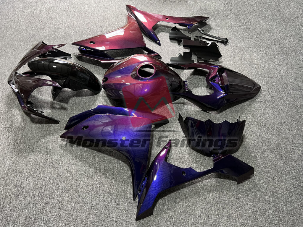 2007 - 2008 Yamaha R1 Gloss Purple Gradient & Black fairing set - ABS injection, custom painted by Monster Fairings