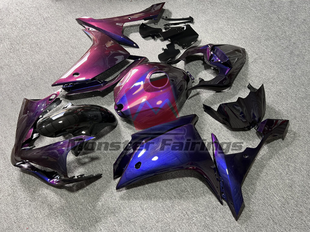 Gloss Purple Gradient & Black ABS fairings for Yamaha R1 2007 - 2008 - premium OEM fit kit by Monster Fairings