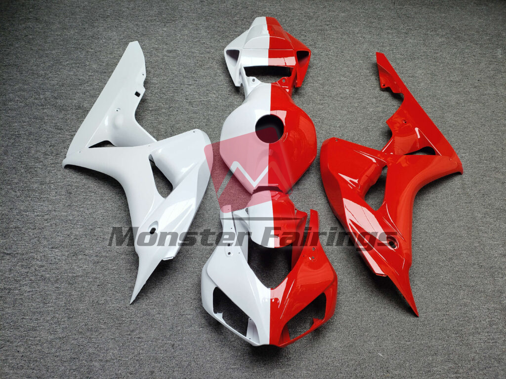Honda CBR1000RR 2006 - 2007 Gloss Pearl White & Red Split ABS fairings - custom motorcycle bodywork kit by Monster Fairings
