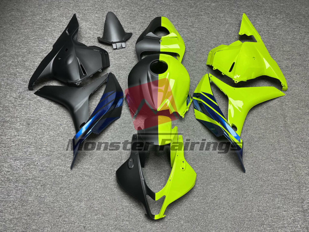 Honda CBR600RR 2009 - 2012 Gloss High Vis Yellow & Matte Black Split With Blue ABS fairings - custom motorcycle bodywork kit by Monster Fairings