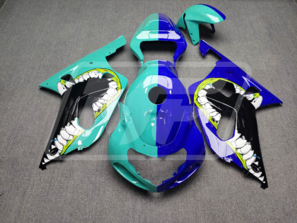Suzuki GSXR 600-750 2001-2003 Gloss Teal & Blue Monster Split ABS Fairings | Monster Fairings