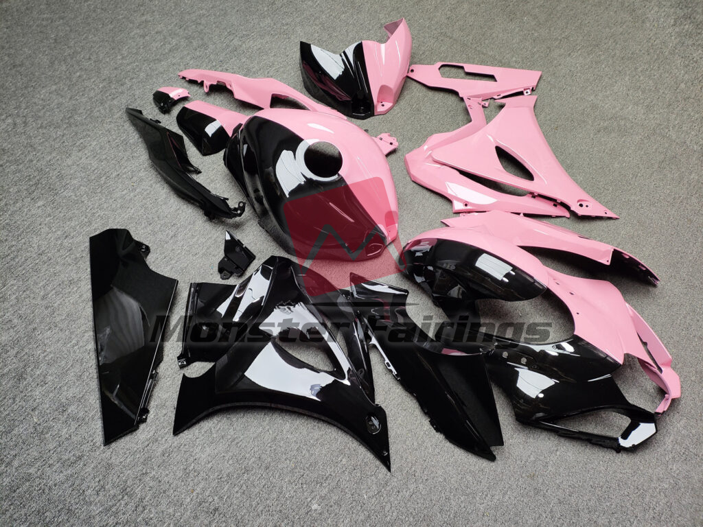 Suzuki GSXR 1000 custom ABS fairings 2017 - 2025 in Gloss Pink & Black Split - durable replacement kit, Monster Fairings