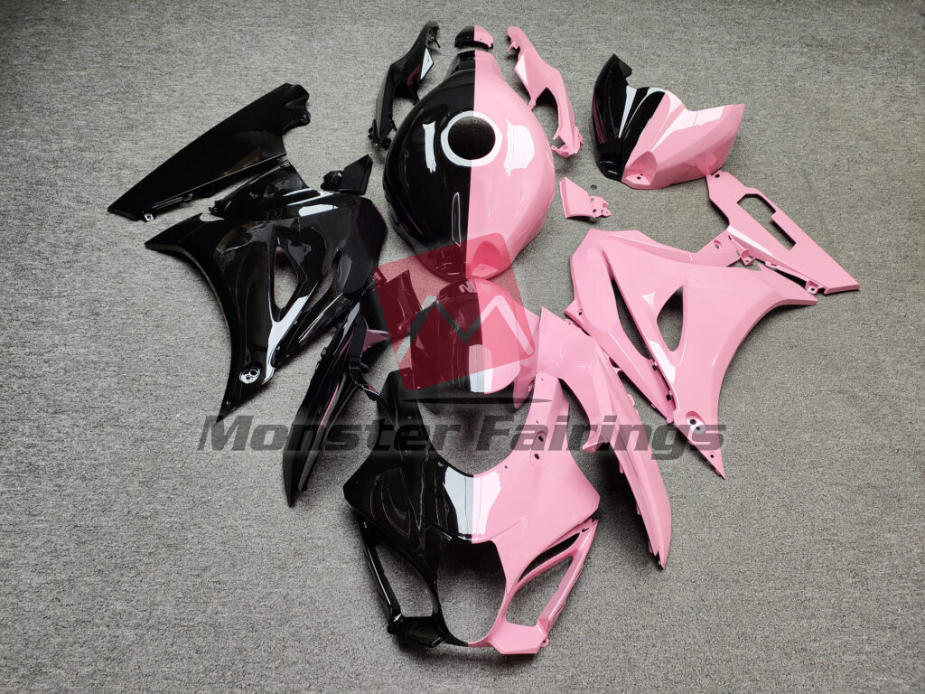 Suzuki GSXR 1000 2017 - 2025 Gloss Pink & Black Split ABS fairings - custom motorcycle bodywork kit by Monster Fairings
