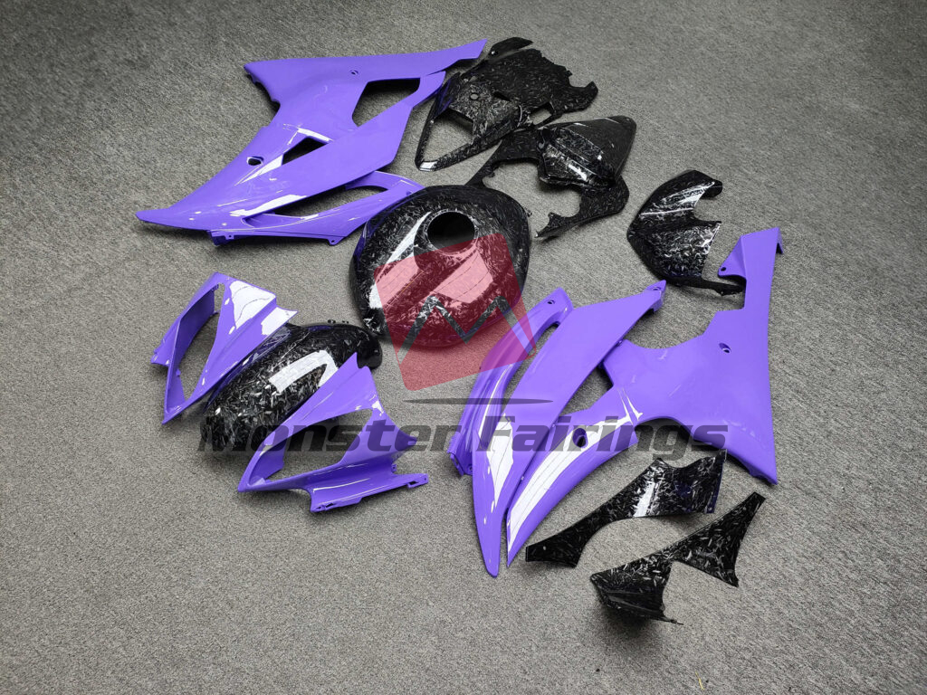 2008 - 2016 Yamaha R6 Gloss Forged Carbon Fiber Style With Purple fairing set - ABS injection, custom painted by Monster Fairings