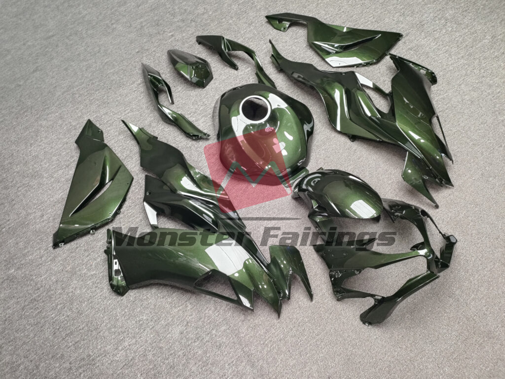 Kawasaki ZX6R custom ABS fairings 2019 - 2023 in Gloss Olive Green - durable replacement kit, Monster Fairings