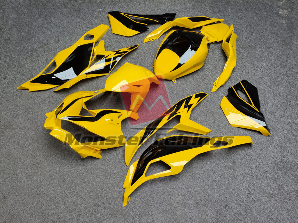 2020 - 2024 Kawasaki ZX - 4RR Gloss Yellow & Black fairing set - ABS injection, custom painted by Monster Fairings
