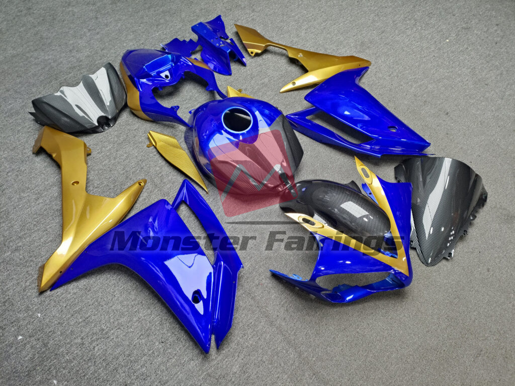 Gloss Blue & Yellow With Carbon Fiber Style ABS fairings for Yamaha R1 2007 - 2008 - premium OEM fit kit by Monster Fairings