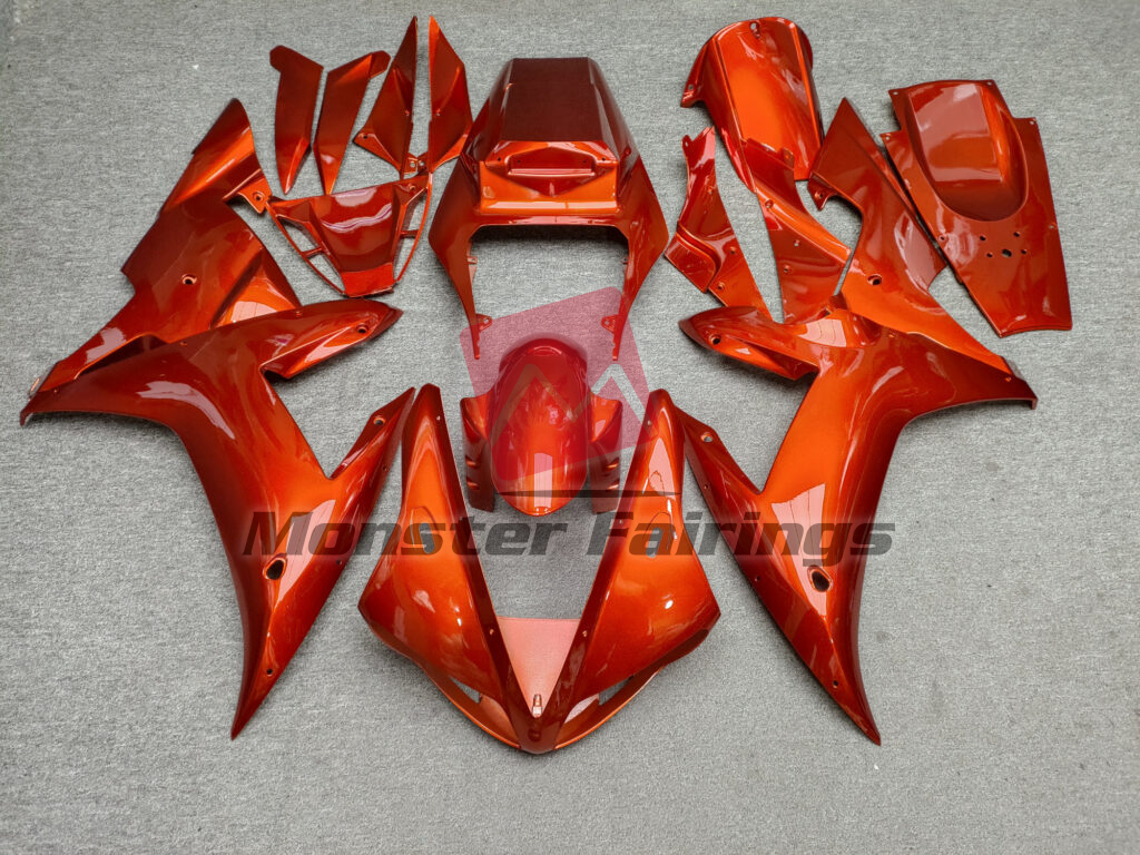 Yamaha R1 2002 - 2003 Gloss Candy Metallic Orange ABS fairings - custom motorcycle bodywork kit by Monster Fairings