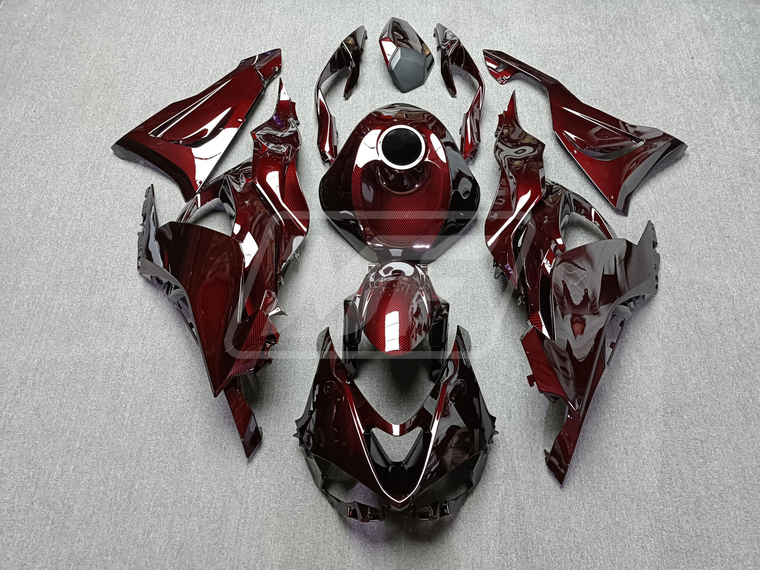 Kawasaki ZX6R 2024-2026 Gloss Maroon Red Carbon Fiber Style ABS
