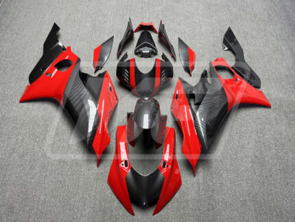 Yamaha R6 2017-2022 Gloss Carbon Fiber Style With Red ABS Fairings | Monster Fairings