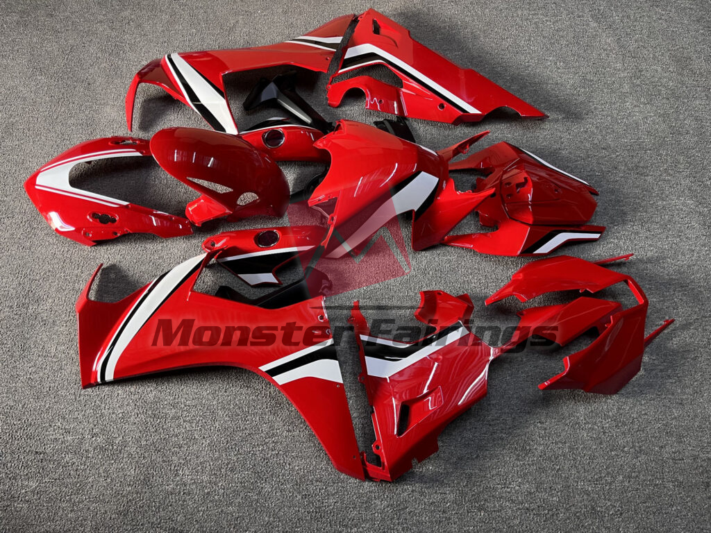 2017 - 2025 Honda CBR1000RR Gloss Red & Black With White fairing set - ABS injection, custom painted by Monster Fairings