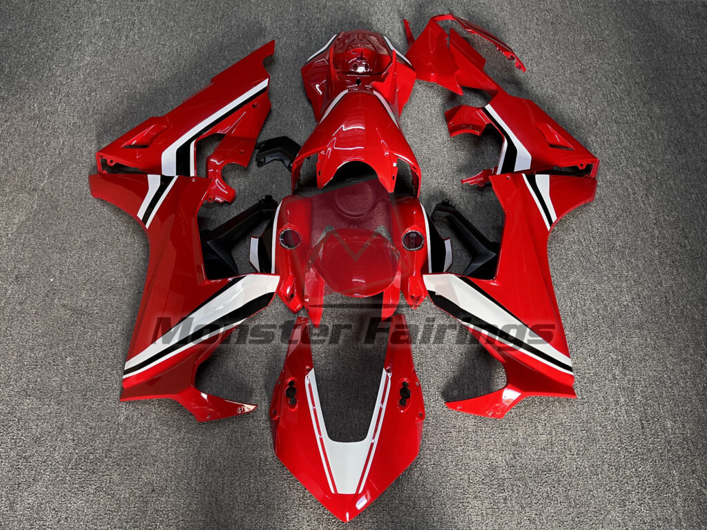 Honda CBR1000RR 2017 - 2025 Gloss Red & Black With White ABS fairings - custom motorcycle bodywork kit by Monster Fairings