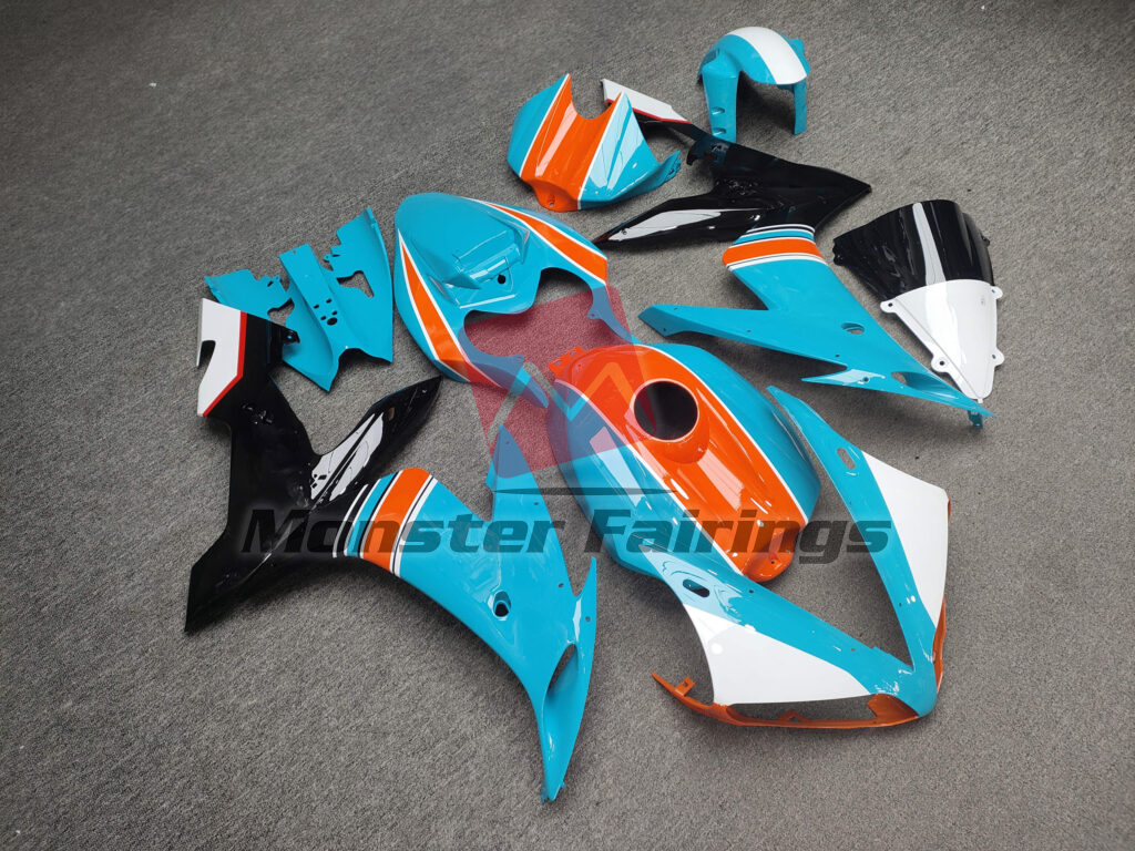 Gloss Light Blue & Orange With Black ABS fairings for Yamaha R1 2004 - 2006 - premium OEM fit kit by Monster Fairings