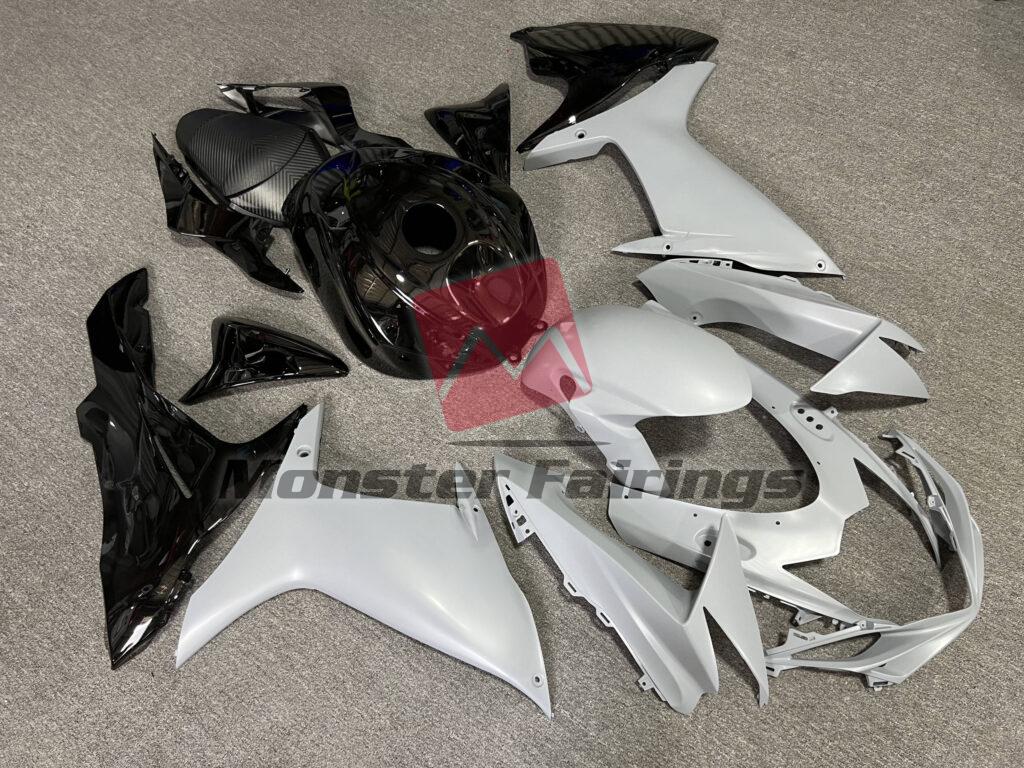 Suzuki GSXR 600 - 750 custom ABS fairings 2011 - 2025 in Gloss Black & Matte Gray - durable replacement kit, Monster Fairings