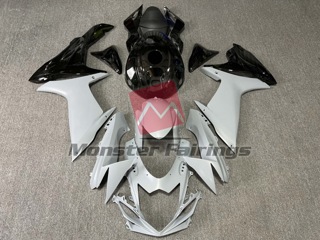 Suzuki GSXR 600 - 750 2011 - 2025 Gloss Black & Matte Gray ABS fairings - custom motorcycle bodywork kit by Monster Fairings