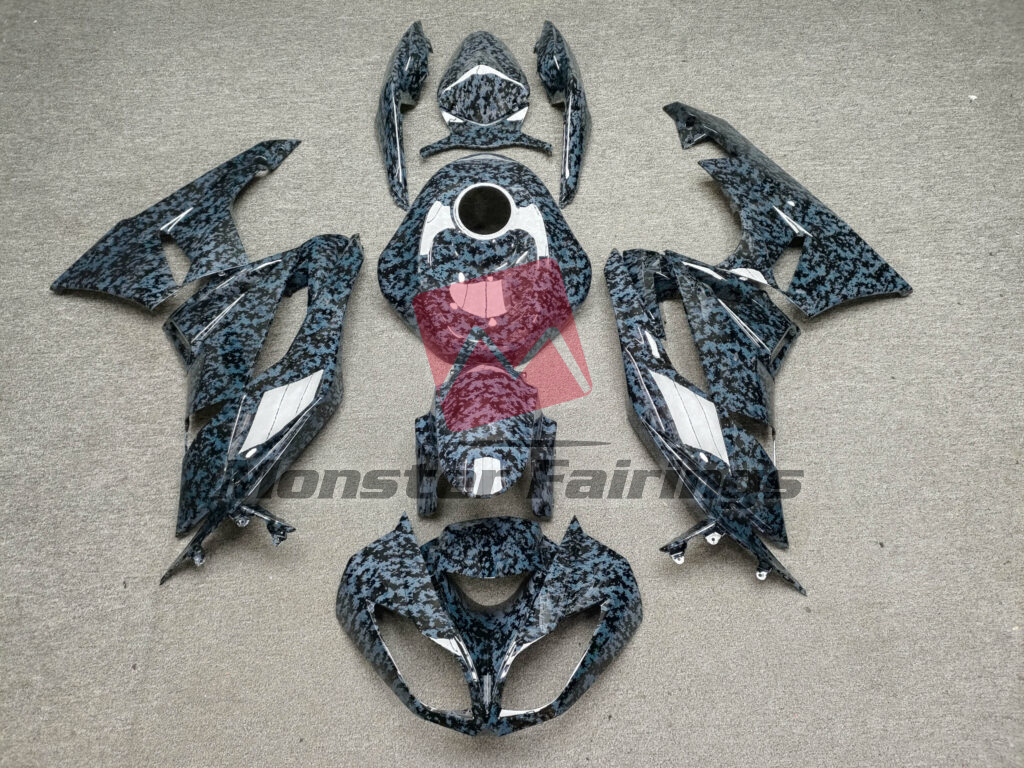Kawasaki ZX6R 2009 - 2012 Gloss Dark Gray Digital Camo ABS fairings - custom motorcycle bodywork kit by Monster Fairings