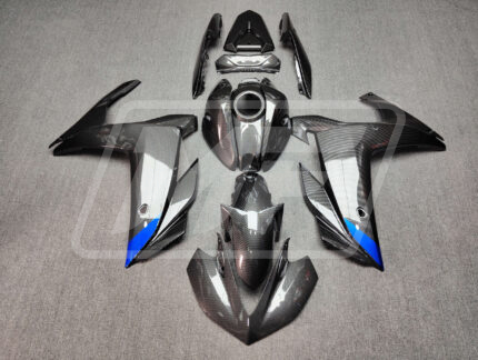 Yamaha R3 2014-2018 Gloss Carbon Fiber Style With Blue ABS Fairings | Monster Fairings