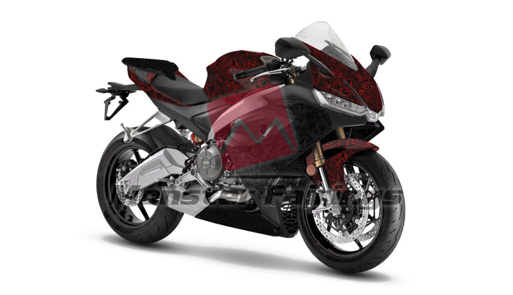 Gloss Red & Black Forged Carbon Fiber Style ABS fairings for Aprilia RS660 2020 - 2024 - premium OEM fit kit by Monster Fairings