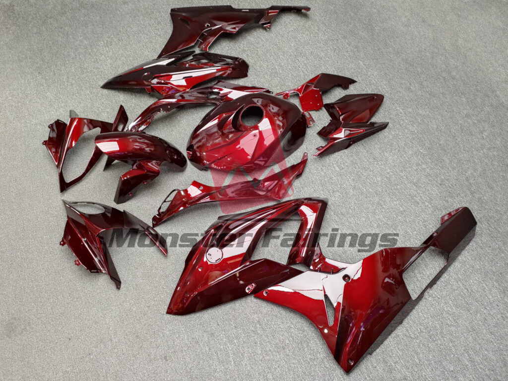 2015 - 2016 BMW S1000RR Gloss Maroon Red fairing set - ABS injection, custom painted by Monster Fairings