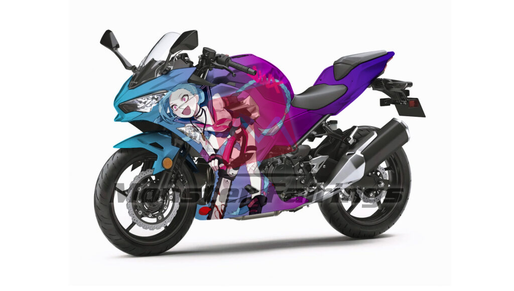 Kawasaki Ninja 400 custom ABS fairings 2018 - 2024 in Gloss Cyan, Pink & Purple Custom Gradient - durable replacement kit, Monster Fairings
