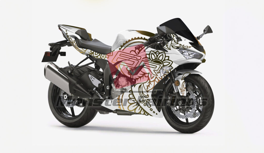 Gloss Pearl White & Chameleon Custom Split ABS fairings for Kawasaki ZX6R 2019 - 2023 - premium OEM fit kit by Monster Fairings
