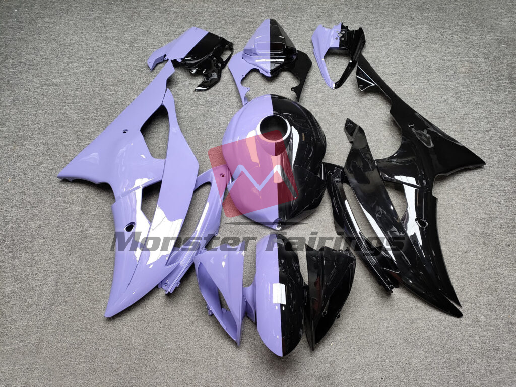 Yamaha R6 2008 - 2016 Gloss Light Purple & Black Split ABS fairings - custom motorcycle bodywork kit by Monster Fairings