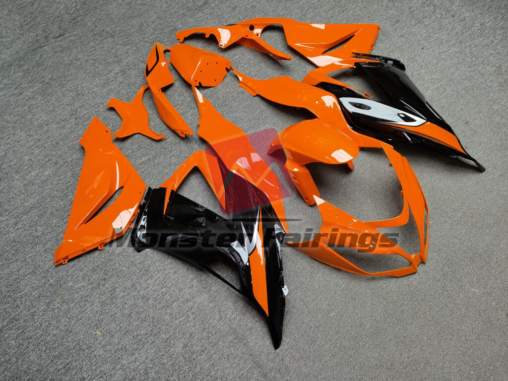 Gloss Black With Orange ABS fairings for Kawasaki ZX6R 2013 - 2018 - premium OEM fit kit by Monster Fairings
