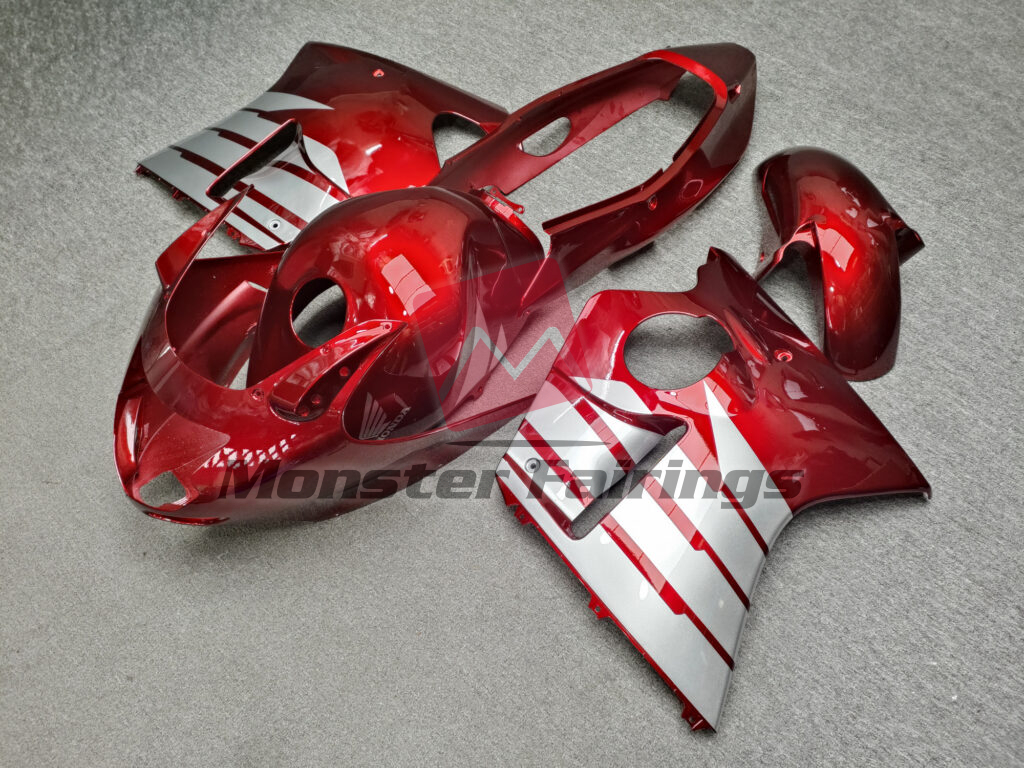 Honda CBR1100XX custom ABS fairings 1999 - 2007 in Gloss Deep Red With Silver - durable replacement kit, Monster Fairings