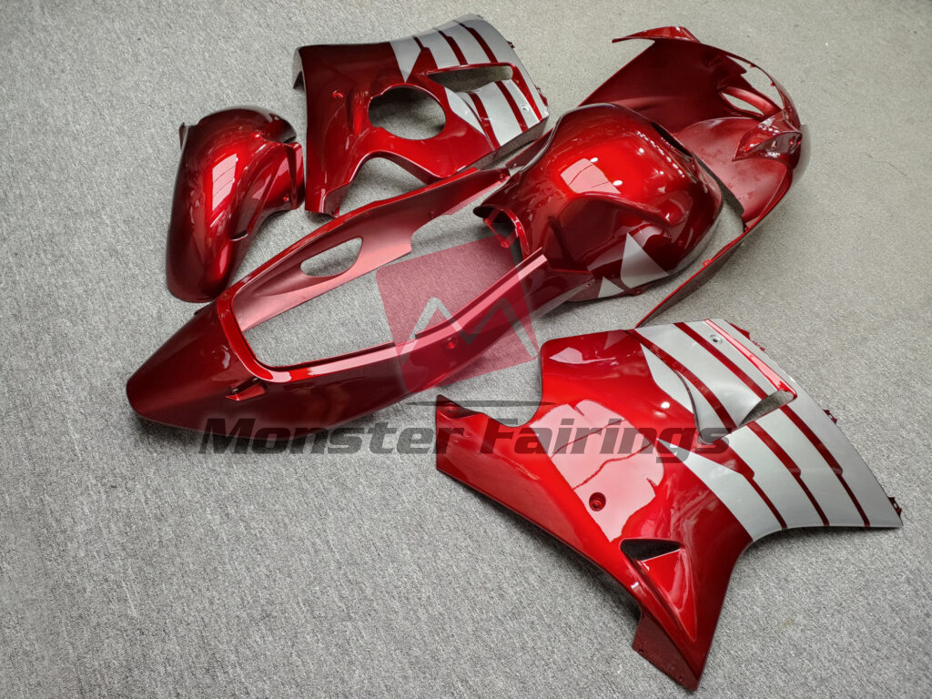 1999 - 2007 Honda CBR1100XX Gloss Deep Red With Silver fairing set - ABS injection, custom painted by Monster Fairings