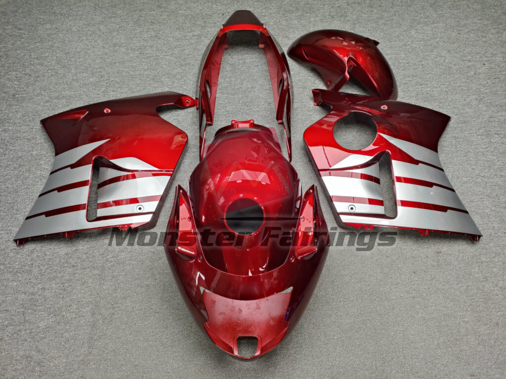 Honda CBR1100XX 1999 - 2007 Gloss Deep Red With Silver ABS fairings - custom motorcycle bodywork kit by Monster Fairings