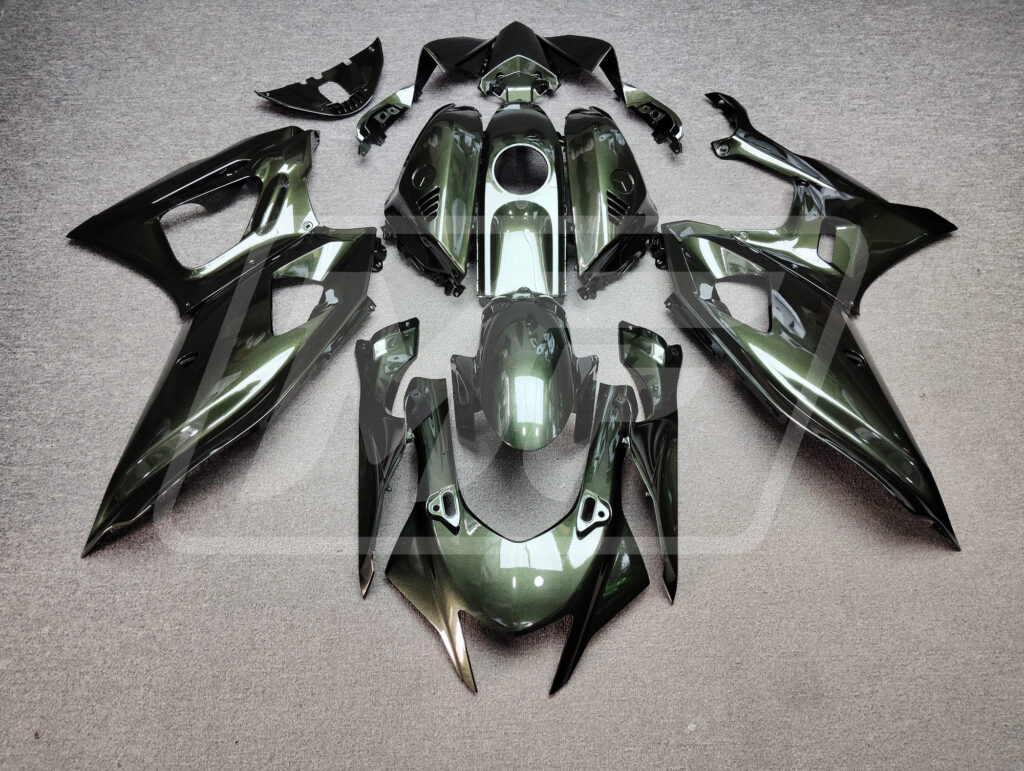 Yamaha R7 2021 - 2025 Gloss Olive Green ABS fairings - custom motorcycle bodywork kit by Monster Fairings