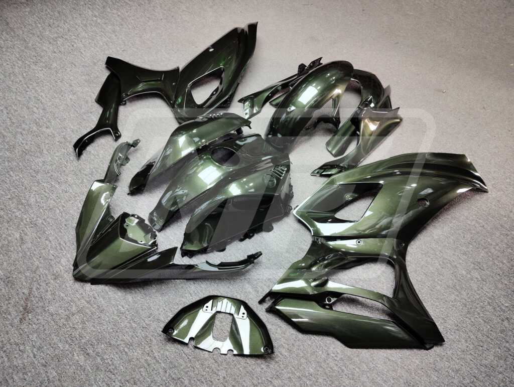 2021 - 2025 Yamaha R7 Gloss Olive Green fairing set - ABS injection, custom painted by Monster Fairings