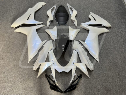 Suzuki GSXR 600-750 2011-2026 Gloss Pearl White With Gloss Black ABS Fairings | Monster Fairings
