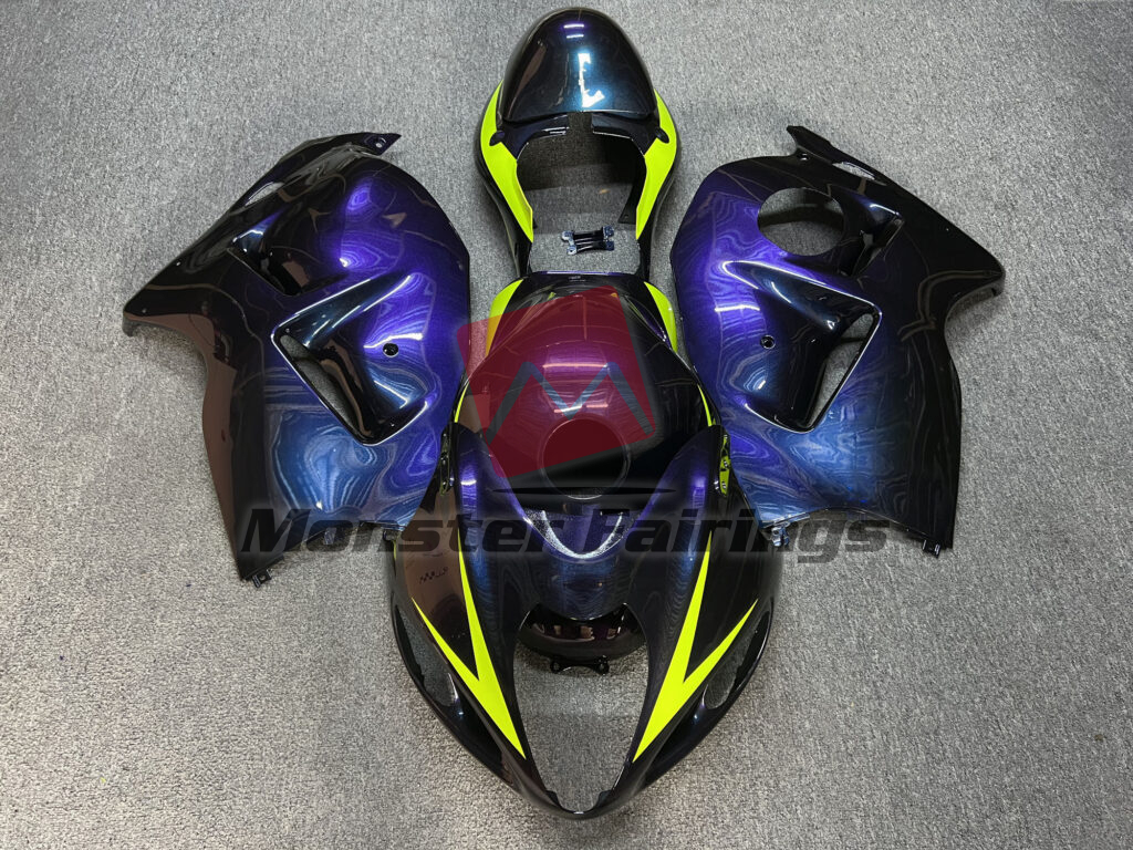 Suzuki GSXR 1300 1997 - 2007 Gloss Purple Gradient With High Vis Yellow ABS fairings - custom motorcycle bodywork kit by Monster Fairings