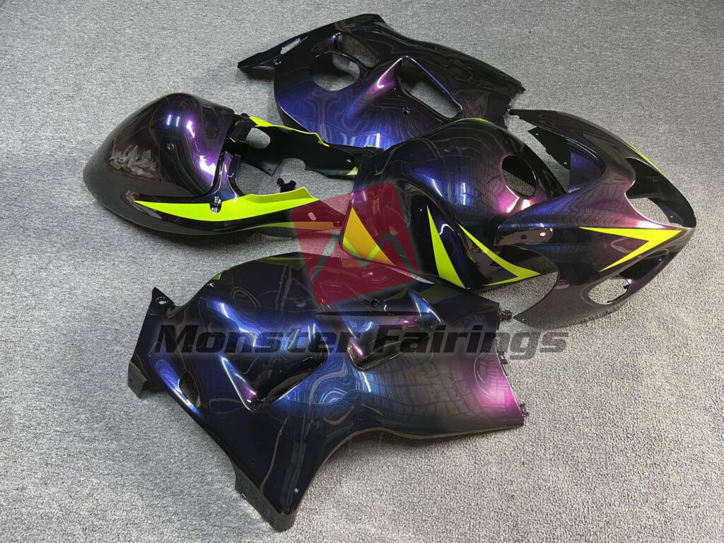 Gloss Purple Gradient With High Vis Yellow ABS fairings for Suzuki GSXR 1300 1997 - 2007 - premium OEM fit kit by Monster Fairings