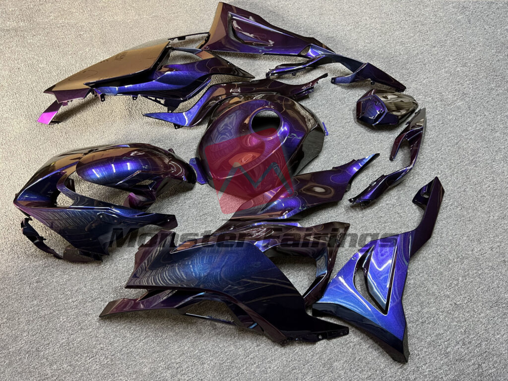 2024 - 2025 Kawasaki ZX6R Gloss Purple Gradient fairing set - ABS injection, custom painted by Monster Fairings