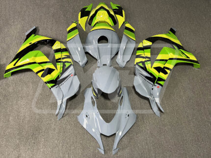 Kawasaki ZX10R 2016-2020 Gloss Nardo Gray & Black With Green & Yellow ABS Fairings | Monster Fairings
