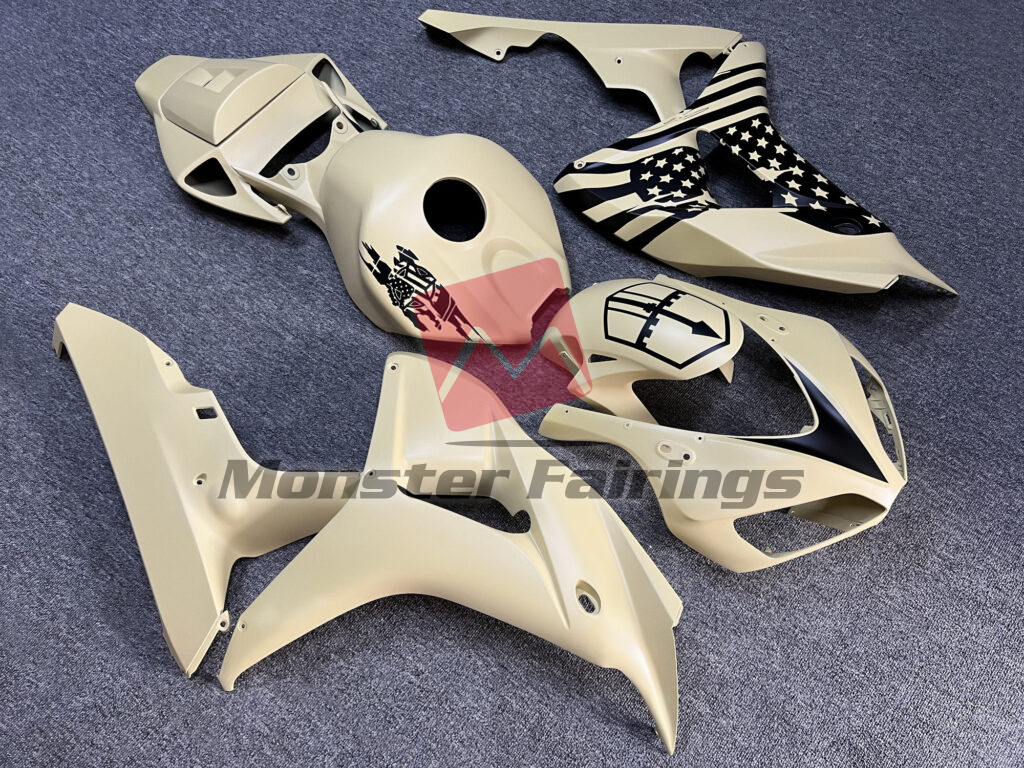 2006 - 2007 Honda CBR1000RR Gloss Desert Tan Patriotic fairing set - ABS injection, custom painted by Monster Fairings
