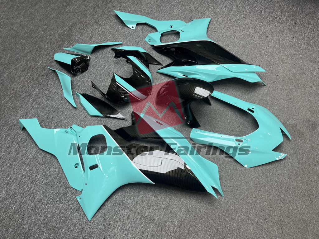 Yamaha R6 custom ABS fairings 2017 - 2022 in Gloss Turquoise With Carbon Fiber Style - durable replacement kit, Monster Fairings