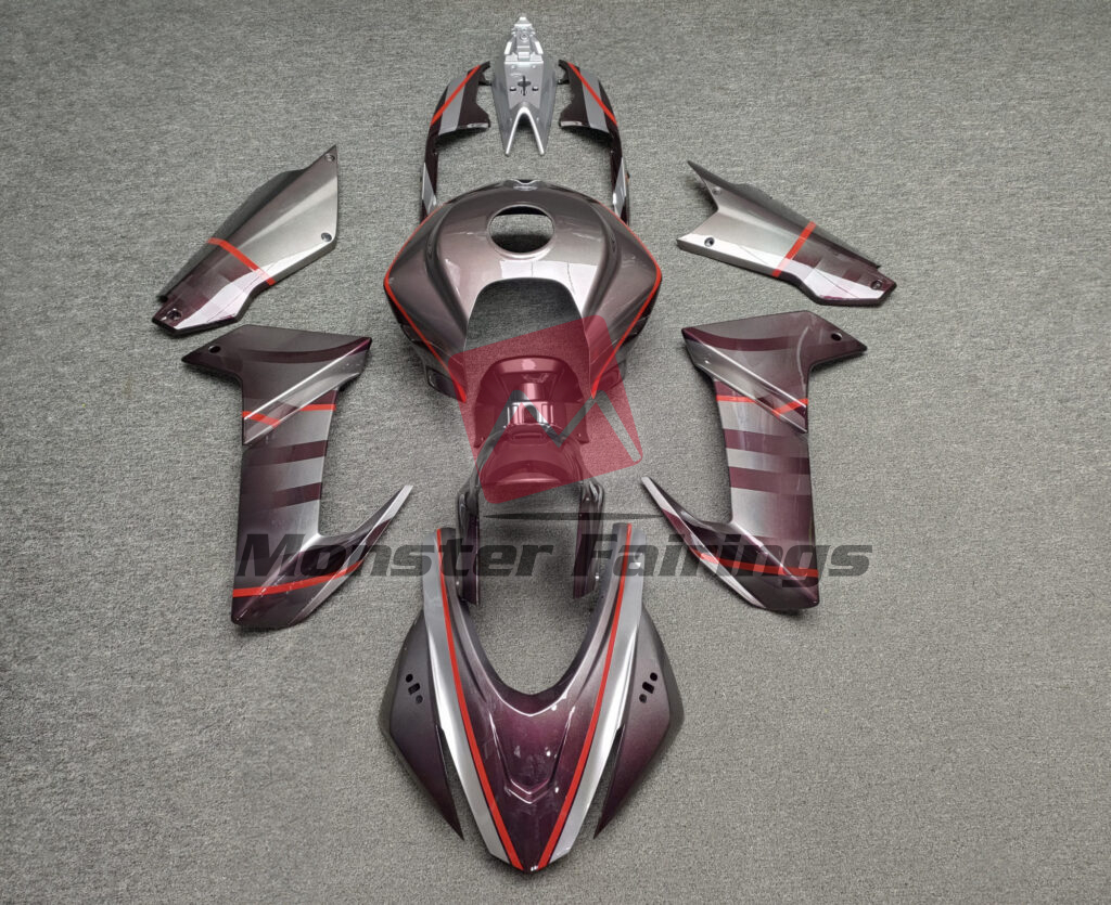 Aprilia RS660 2020 - 2024 Gloss Gray & Red Gradient Pattern ABS fairings - custom motorcycle bodywork kit by Monster Fairings