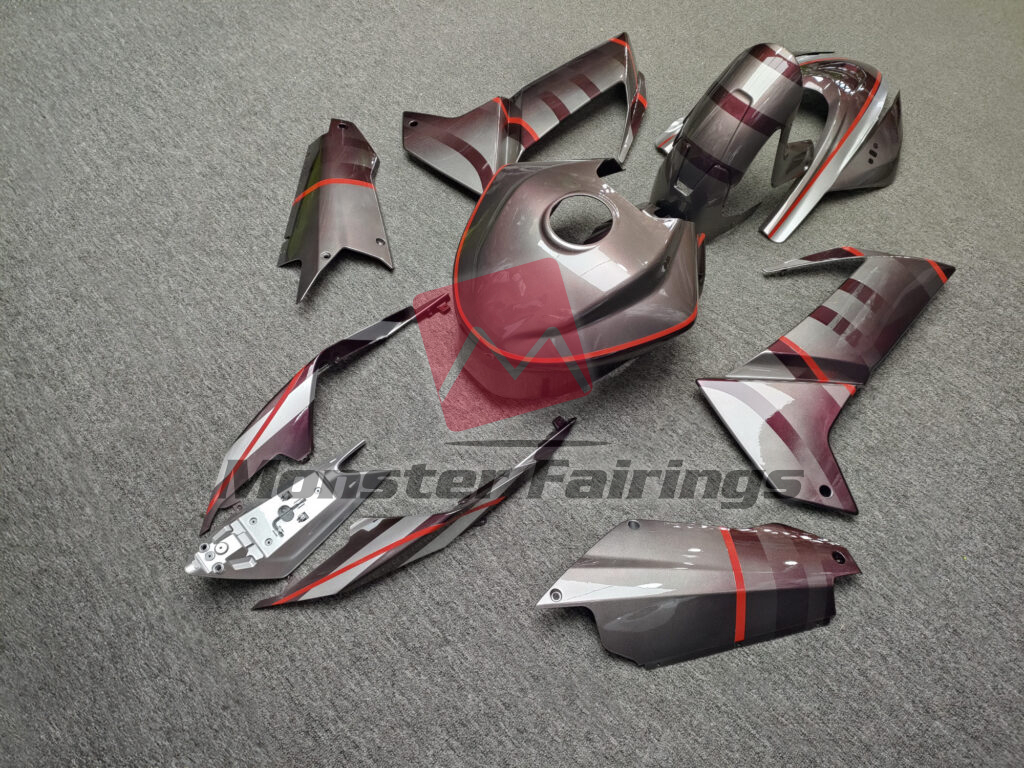 Aprilia RS660 custom ABS fairings 2020 - 2024 in Gloss Gray & Red Gradient Pattern - durable replacement kit, Monster Fairings