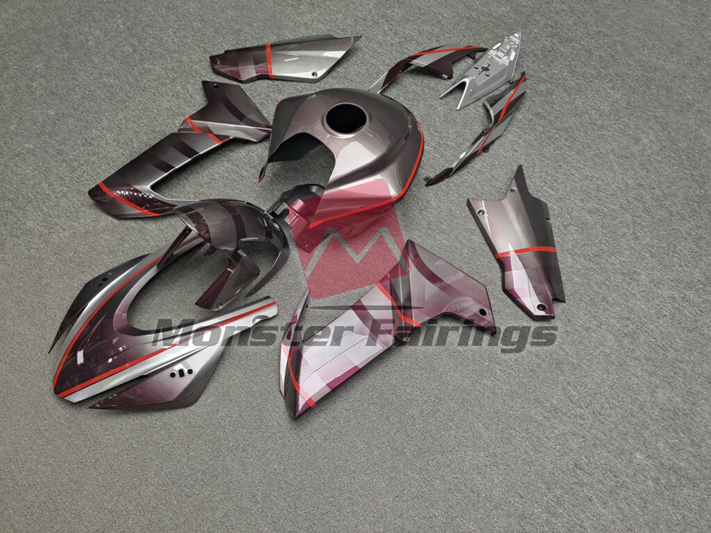 2020 - 2024 Aprilia RS660 Gloss Gray & Red Gradient Pattern fairing set - ABS injection, custom painted by Monster Fairings