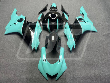 Yamaha R6 2017-2022 Gloss Turquoise With Carbon Fiber Style ABS Fairings | Monster Fairings