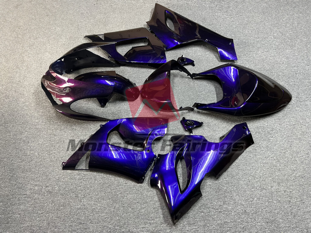 2005 - 2006 Kawasaki ZX6R Gloss Purple Gradient fairing set - ABS injection, custom painted by Monster Fairings
