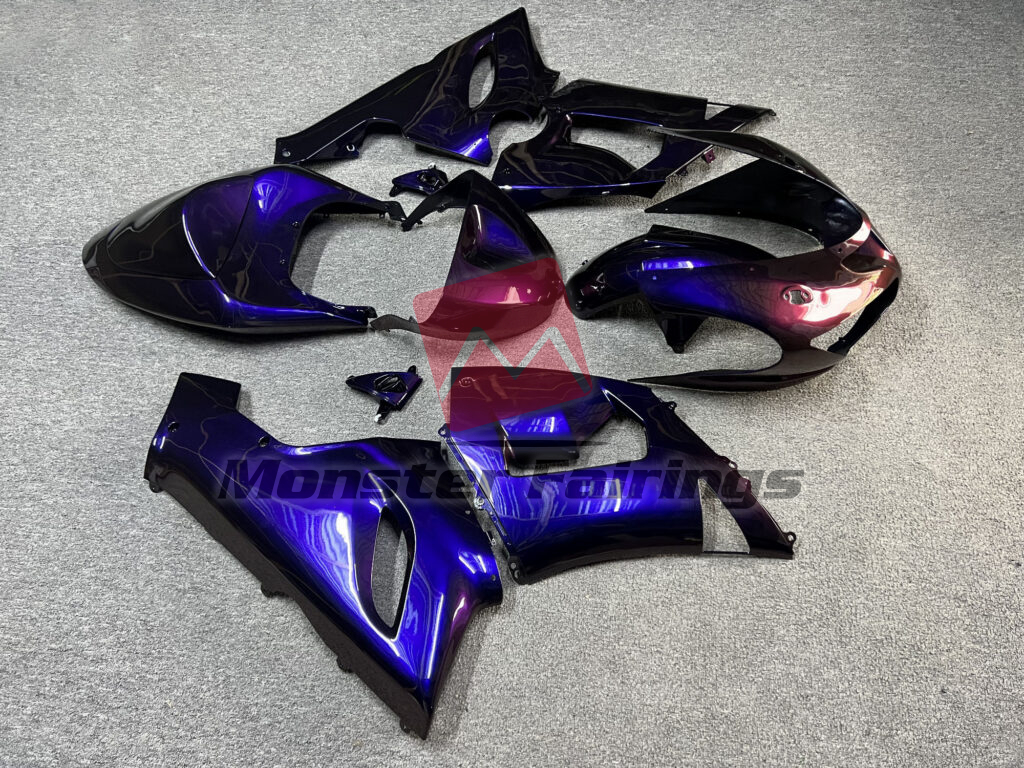 Kawasaki ZX6R custom ABS fairings 2005 - 2006 in Gloss Purple Gradient - durable replacement kit, Monster Fairings