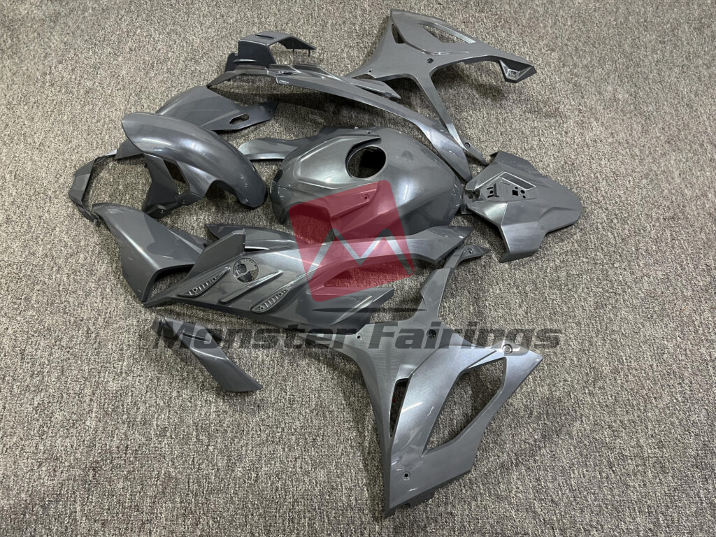 2023 - 2024 BMW S1000RR Gloss Pearl Gray fairing set - ABS injection, custom painted by Monster Fairings